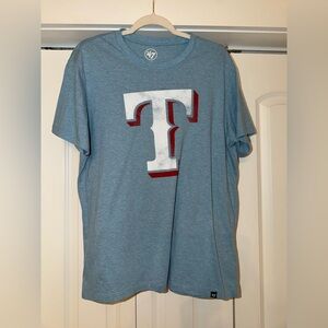 47 Blue Short Sleeve Tee with Red and White Logo